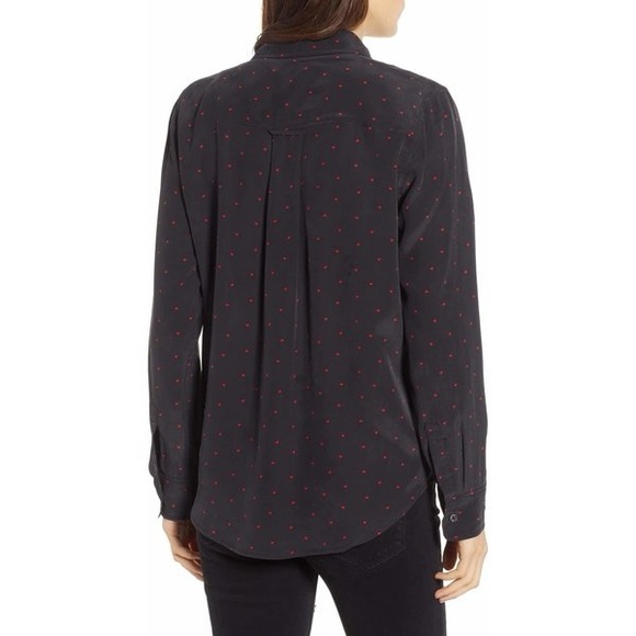 Rails Kate Silk Shirt with Red Mini Hearts - Picture 4 of 13